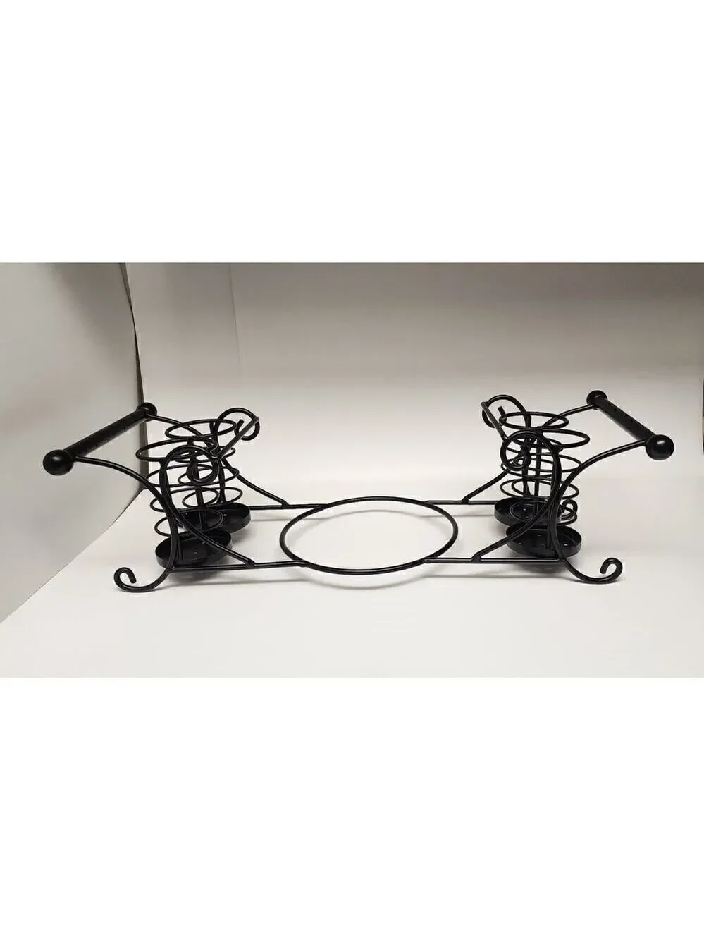 Buffet Caddy Black Wrought Iron Plates Flatware Holder 24x9x11